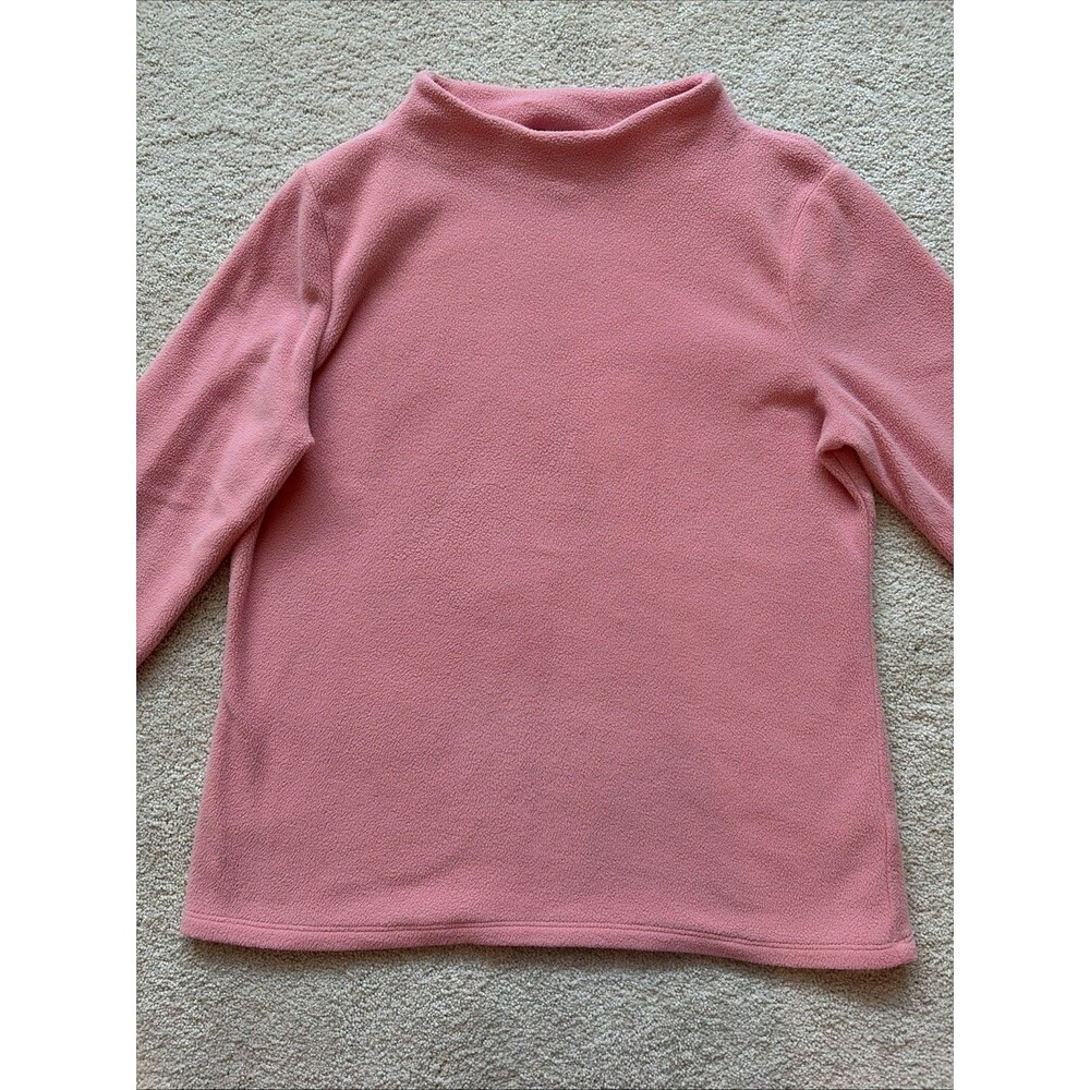 Talbots Micro Fleece Funnel Neck Top Long Sleeve Peach Pink Womens Size Small